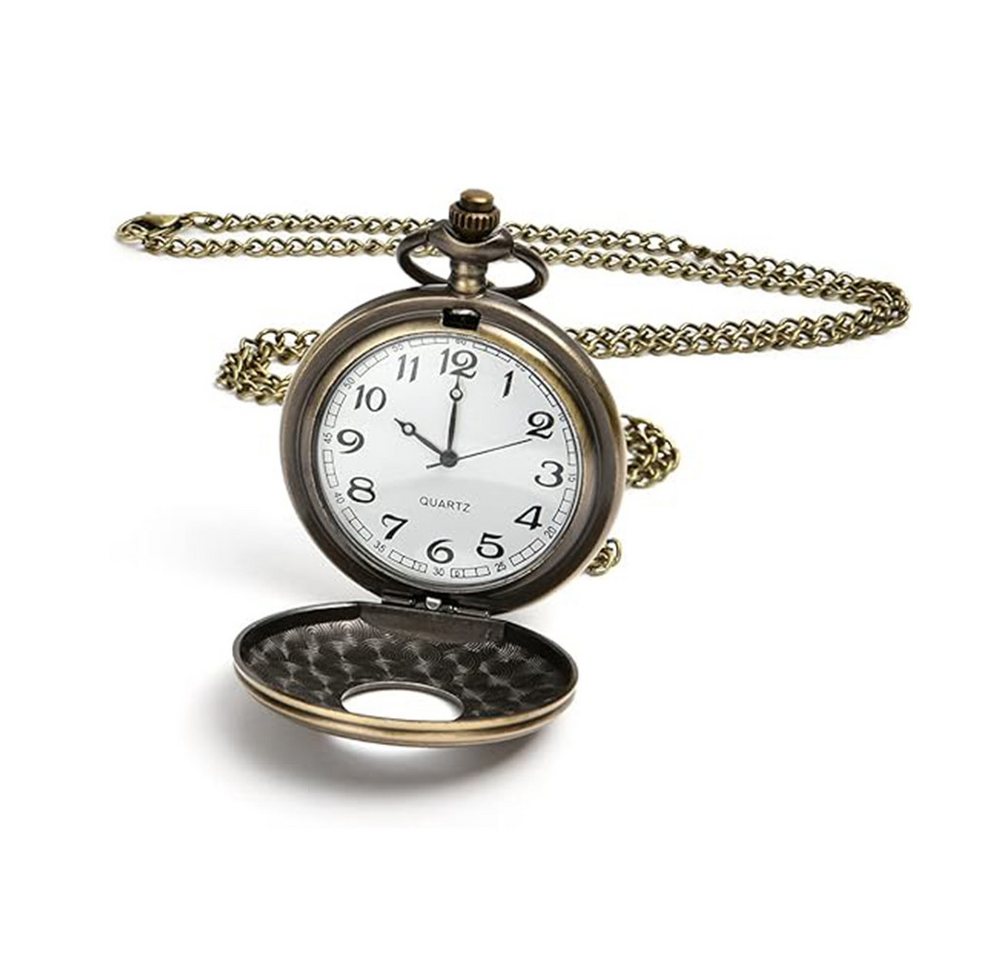 TUWENA Taschenuhr Vintage Taschenuhr, Retro Arabisch Ziffern Quarz Taschenuhr Mit Kette, Für Männer, Frauen, Vater, Opa - Geburtstag Und Jahrestag Geschenk von TUWENA