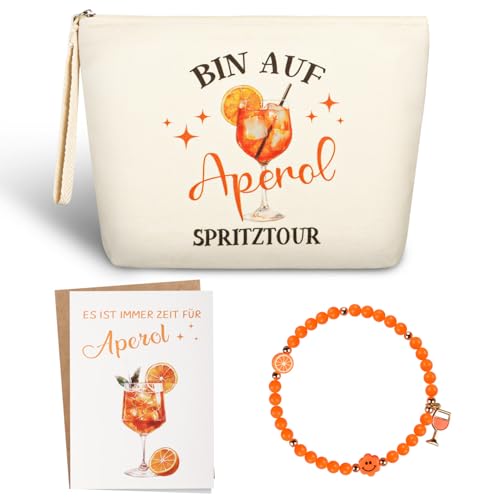 TUZELIYA Aperol Geschenke inkl. Aperol Kosmetiktasche Armband Grußkarte - Tragbare Aperol Tasche, Kulturtasche, Reise Make Up Tasche - Aperol Spritz Geschenkset für Männer Frauen Aperol-Liebhaber TUZELIYA Aperol Geschenke inkl. Aperol Kosmetiktasche Armband Grußkarte - Tragbare Aperol Tasche, Kulturtasche, Reise Make Up Tasche - Aperol Spritz Geschenkset für Männer Frauen Aperol-Liebhaber von TUZELIYA