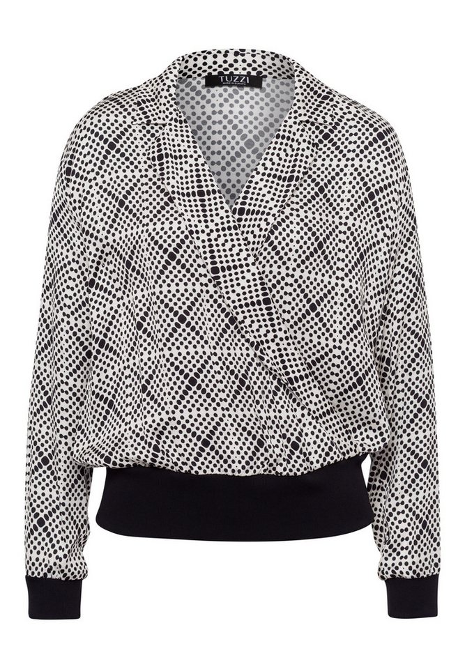 TUZZI Langarmbluse Bluse EBONY & IVORY in Wickeloptik von TUZZI