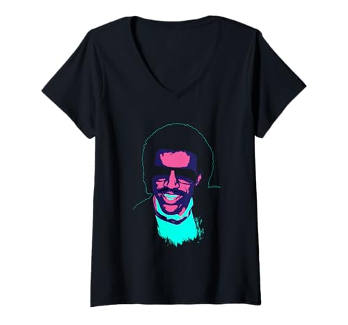 Damen TV Times Pop Sänger Lionel Richie 1985 Pop Art stilisiert T-Shirt mit V-Ausschnitt Damen TV Times Pop Sänger Lionel Richie 1985 Pop Art stilisiert T-Shirt mit V-Ausschnitt von TV Times