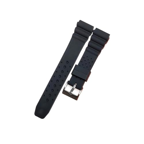 TVKSIPAR 18 Mm 20 Mm 22 Mm Weiches Silikon-Uhrenarmband Passend For Seiko Nr. 5 For Water Ghost SKX007 SRP777J Abalone Canned Sport Herren-Armband(Black,20mm) von TVKSIPAR