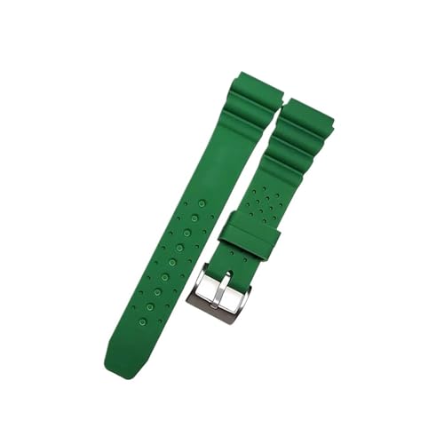 TVKSIPAR 18 Mm 20 Mm 22 Mm Weiches Silikon-Uhrenarmband Passend For Seiko Nr. 5 For Water Ghost SKX007 SRP777J Abalone Canned Sport Herren-Armband(Green,20mm) von TVKSIPAR