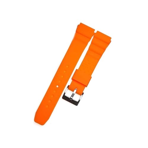 TVKSIPAR 18 Mm 20 Mm 22 Mm Weiches Silikon-Uhrenarmband Passend For Seiko Nr. 5 For Water Ghost SKX007 SRP777J Abalone Canned Sport Herren-Armband(Orange,20mm) von TVKSIPAR