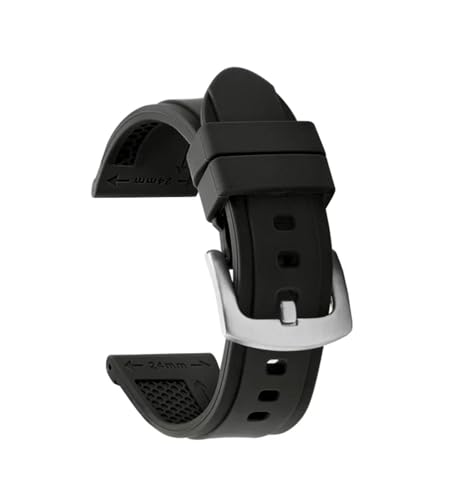 TVKSIPAR 22 Mm 24 Mm 26 Mm Silikonarmband Passend For Panerai Passend For SUBMERSIBLE For PAM 441 359 DZ4427 434 Gummiband Herren Sport Ersatzarmband(Black,24MM_BLACK BUCKLE) von TVKSIPAR
