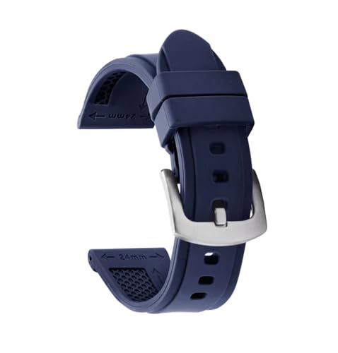 TVKSIPAR 22 Mm 24 Mm 26 Mm Silikonarmband Passend For Panerai Passend For SUBMERSIBLE For PAM 441 359 DZ4427 434 Gummiband Herren Sport Ersatzarmband(DBlue,22MM_SILVER BUCKLE) von TVKSIPAR