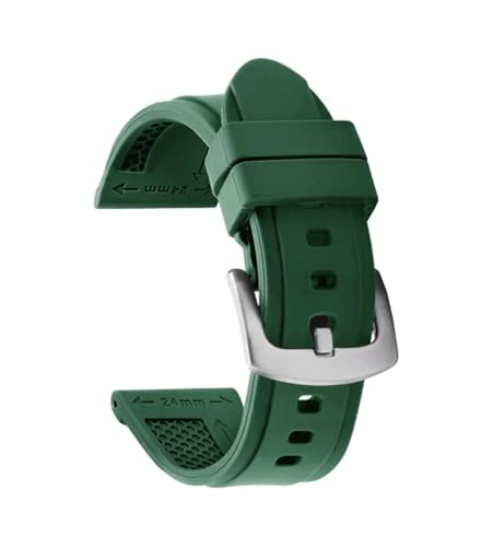 TVKSIPAR 22 Mm 24 Mm 26 Mm Silikonarmband Passend For Panerai Passend For SUBMERSIBLE For PAM 441 359 DZ4427 434 Gummiband Herren Sport Ersatzarmband(Green,24MM_SILVER BUCKLE) von TVKSIPAR