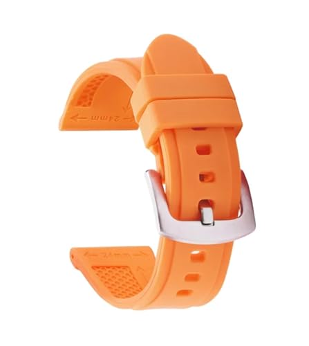 TVKSIPAR 22 Mm 24 Mm 26 Mm Silikonarmband Passend For Panerai Passend For SUBMERSIBLE For PAM 441 359 DZ4427 434 Gummiband Herren Sport Ersatzarmband(Orange,24MM_SILVER BUCKLE) von TVKSIPAR
