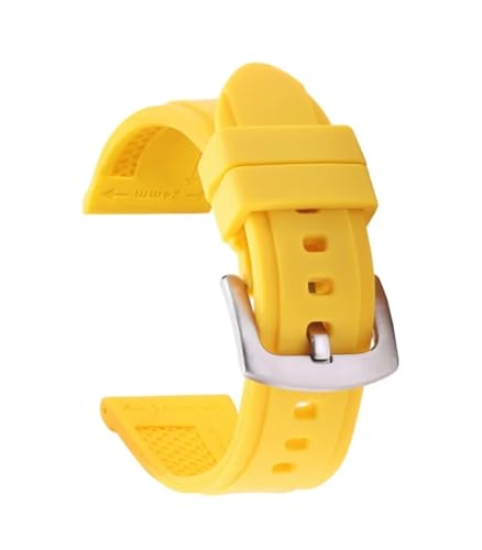 TVKSIPAR 22 Mm 24 Mm 26 Mm Silikonarmband Passend For Panerai Passend For SUBMERSIBLE For PAM 441 359 DZ4427 434 Gummiband Herren Sport Ersatzarmband(Yellow,24MM_SILVER BUCKLE) von TVKSIPAR