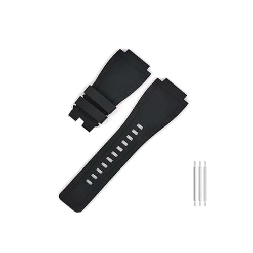 TVKSIPAR 22 Mm 24 Mm Gummi-Uhrenarmband, Edelstahlschnalle, Passend For Bell & For Ross, Passend For BR 03–92 Diver Saturn, Spezifische Schnittstelle, Uhrenzubehör(Black-No buckle,22mm) von TVKSIPAR