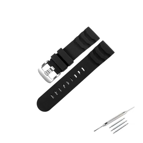 TVKSIPAR 24 Mm Gummi-Uhrenarmband, Kompatibel Mit Fit For Luminox XS3603 XB-3749 3741 3501 8831, Sport-Silikonband, Gürtelschnalle For Herren(Coal Black) von TVKSIPAR