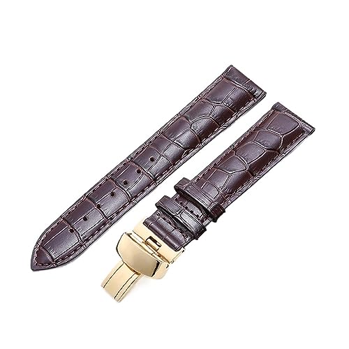 TVKSIPAR Echtes Lederarmband passend for Tissot passend for Le Locle T41 T006 PRC200 Uhrenarmband 18 19 20 21 22 mm Handgelenkgürtel Armband 1853 Uhrenarmband(Brown gold clasp,19mm) von TVKSIPAR