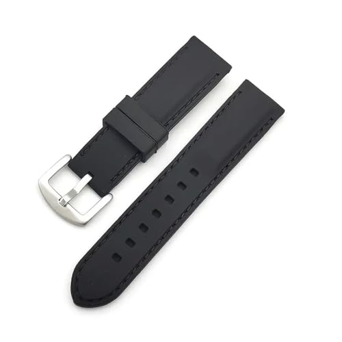 TVKSIPAR Gummiband 18mm 20mm 22mm 24mm 26mm Band Silikonarmband Wasserdichtes Armband Sportarmband Universal-Ersatzgürtel(Black-black,18mm) von TVKSIPAR