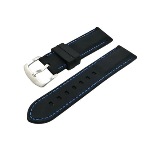 TVKSIPAR Gummiband 18mm 20mm 22mm 24mm 26mm Band Silikonarmband Wasserdichtes Armband Sportarmband Universal-Ersatzgürtel(Black-blue,18mm) von TVKSIPAR
