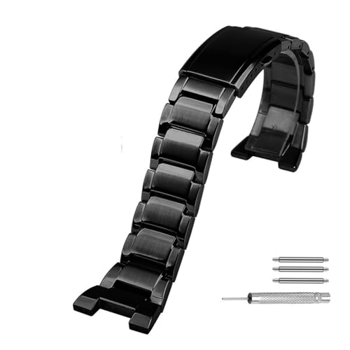 TVKSIPAR Passend For Casio, Passend For G-Shock Heart Of Steel Fit For GST-B500BD/GST-B500 AD, Edelstahl-Armband, Metall-Faltschließe, Herren-Armbandkette(Black) von TVKSIPAR