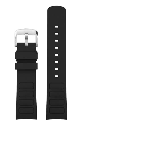 TVKSIPAR Passend For Mido Fit For Helmsman Uhrenarmband M049.526.17/11 Television TW Curved Quick Release Silikonkautschuk Uhrenarmband For Herren 22MM Armband(A-black-silver) von TVKSIPAR