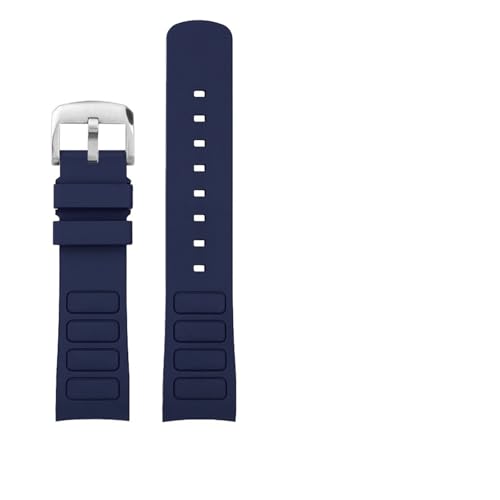 TVKSIPAR Passend For Mido Fit For Helmsman Uhrenarmband M049.526.17/11 Television TW Curved Quick Release Silikonkautschuk Uhrenarmband For Herren 22MM Armband(A-blue-silver) von TVKSIPAR
