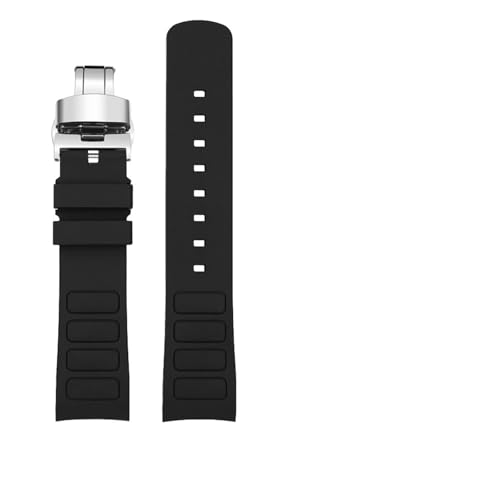 TVKSIPAR Passend For Mido Fit For Helmsman Uhrenarmband M049.526.17/11 Television TW Curved Quick Release Silikonkautschuk Uhrenarmband For Herren 22MM Armband(B-black-silver) von TVKSIPAR