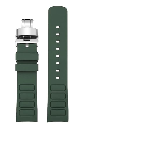 TVKSIPAR Passend For Mido Fit For Helmsman Uhrenarmband M049.526.17/11 Television TW Curved Quick Release Silikonkautschuk Uhrenarmband For Herren 22MM Armband(B-green-silver) von TVKSIPAR