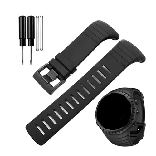 TVKSIPAR Passend For SUUNTO CORE-Serie Uhrenarmband, Schwarzes Kautschukarmband, Silikonarmband Mit Werkzeugen, Armband For Herren, Sportuhrenarmband(Black-black) von TVKSIPAR