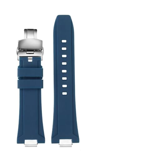 TVKSIPAR Schnellverschluss-Schnittstellenarmband For 1853, Passend For Tissot For PRX T137.407 T137.410 Super Player, Herren-Uhrenarmband Aus Silikonkautschuk, 26 X 12 Mm(Blue-steel Folding,26-12mm) von TVKSIPAR