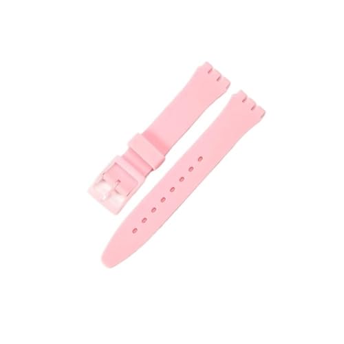 TVKSIPAR Silikon-Uhrenarmband, passend for Swatch, wasserdicht, schweißfest, weich, bequem, mehrfarbig, Gummi, Herren- und Damenarmband, 17 mm, 19 mm(Pink,17mm) von TVKSIPAR