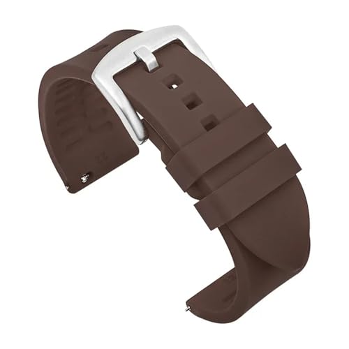TVKSIPAR Silikon-Uhrenarmband 18 Mm 19 Mm 20 Mm 21 Mm 22 Mm Herren-Sport-wasserdichtes Armband For Rolex For Seiko-Uhren-Ersatzarmband(Brown-silver buckle,20mm) von TVKSIPAR