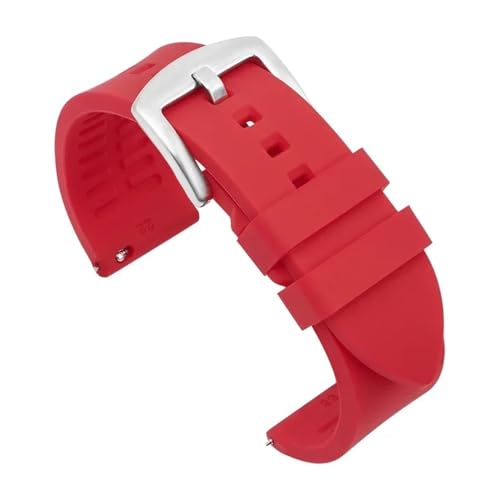 TVKSIPAR Silikon-Uhrenarmband 18 Mm 19 Mm 20 Mm 21 Mm 22 Mm Herren-Sport-wasserdichtes Armband For Rolex For Seiko-Uhren-Ersatzarmband(Red-silver buckle,19mm) von TVKSIPAR