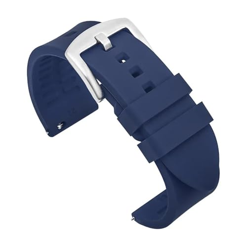 TVKSIPAR Silikon-Uhrenarmband 19 Mm 20 Mm 21 Mm 22 Mm 24 Mm Herren-Sport-wasserdichtes Armband Passend For Rolex Passend For Seiko-Uhren-Ersatzarmband(Blue-silver buckle,22mm) von TVKSIPAR