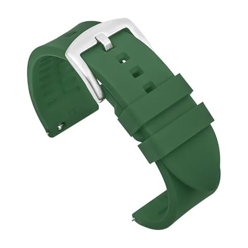 TVKSIPAR Silikon-Uhrenarmband 19 Mm 20 Mm 21 Mm 22 Mm 24 Mm Herren-Sport-wasserdichtes Armband Passend For Rolex Passend For Seiko-Uhren-Ersatzarmband(Green-silver buckle,22mm) von TVKSIPAR