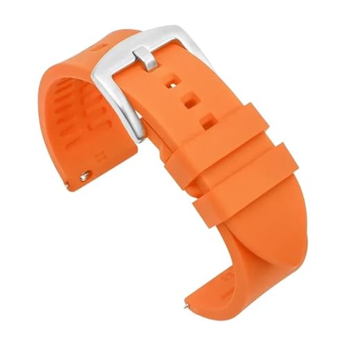 TVKSIPAR Silikon-Uhrenarmband 19 Mm 20 Mm 21 Mm 22 Mm 24 Mm Herren-Sport-wasserdichtes Armband Passend For Rolex Passend For Seiko-Uhren-Ersatzarmband(Orange-silver buckle,24mm) von TVKSIPAR