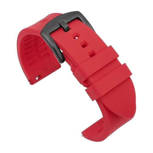 TVKSIPAR Silikon-Uhrenarmband 19 Mm 20 Mm 21 Mm 22 Mm 24 Mm Herren-Sport-wasserdichtes Armband Passend For Rolex Passend For Seiko-Uhren-Ersatzarmband(Red-black buckle,20mm) von TVKSIPAR