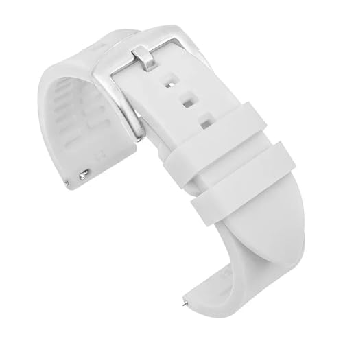 TVKSIPAR Silikon-Uhrenarmband 19 Mm 20 Mm 21 Mm 22 Mm 24 Mm Herren-Sport-wasserdichtes Armband Passend For Rolex Passend For Seiko-Uhren-Ersatzarmband(White-silver buckle,22mm) von TVKSIPAR