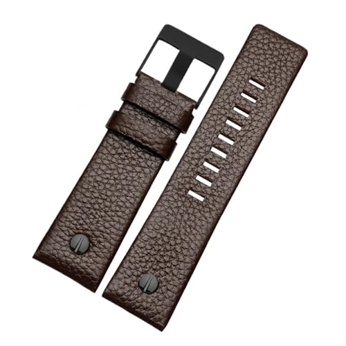 TVKSIPAR Uhrenarmband mit Metallnieten for Herren, passend for Diesel-Lederarmband DZ7257, DZ4343, DZ4459, DZ7311, 4318, 24 mm, 26 mm, 28 mm, 30 mm, 32 mm(A Brown-black buckle,32mm) von TVKSIPAR