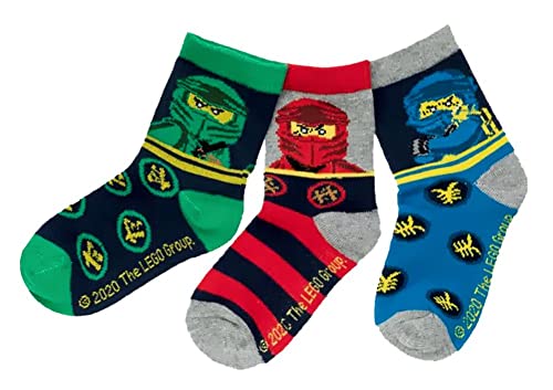 TVM Europe LEGO NINJAGO Socken Set 3 Paar Kindersocken Kinder Strümpfe für Jungen Ninja red stripe Gr.23 24 25 26 27 28 29 30 31 32 33 34 (27/30) von TVM Europe GmbH