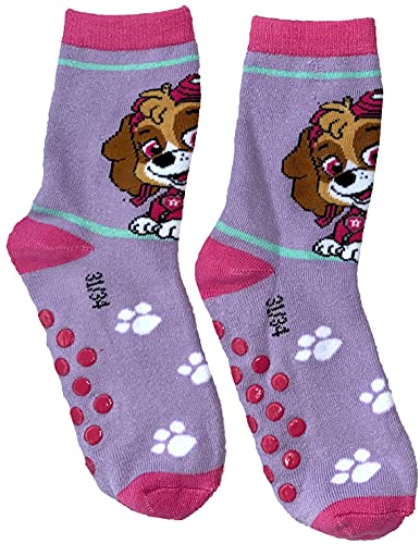 Kinder Socken kompatibel mit PAW PATROL Jungen + Mädchen Socken Hausschuhe rutschfeste Sohle Noppen 23 24 25 26 Kindersocken 23/26 (Lila) von TVM Europe