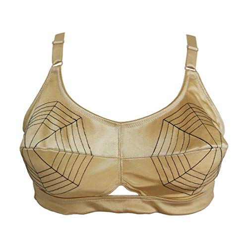 TVRtyle Damen Vintage Golden Satin Spinne Muster Sexy Bullet BH Pads Kegel BH BR2019 - Gold - X-Large von TVRtyle