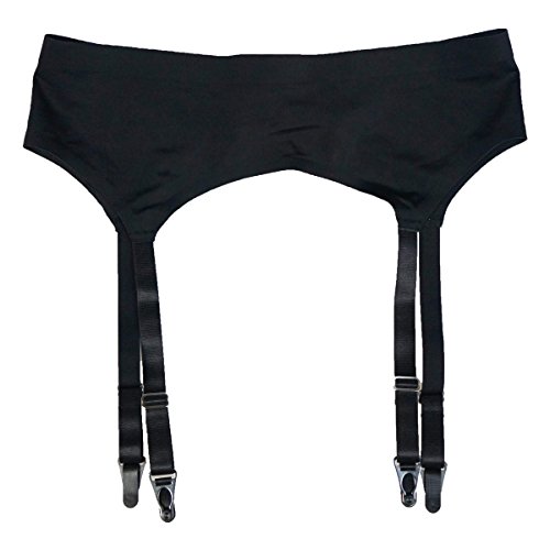 TVRtyle S506B Strumpfband für Damen, nahtlos, 4 breite Riemen, Metallschnallen, sexy, Schwarz Gr. Medium, Schwarz von TVRtyle