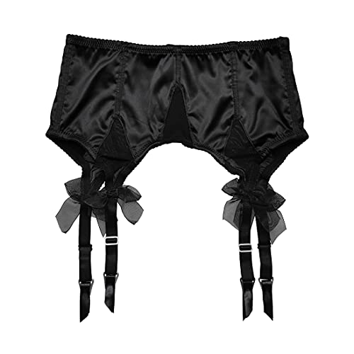 TVRtyle S511 Damen-Strumpfband aus Satin, breite Träger, Metall-Clips, Strumpfgürtel für Strümpfe, Schwarz, schwarz, XX-Large von TVRtyle