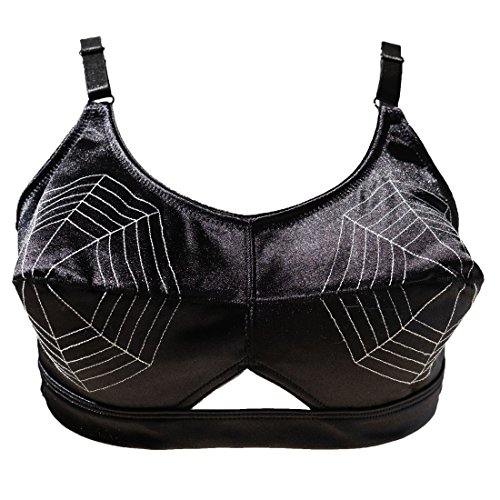 TVRtyle Women's Vintage Black Satin Spider Pattern Sexy Bullet Bra Pads Cone Bra BR2018 (Medium) von TVRtyle