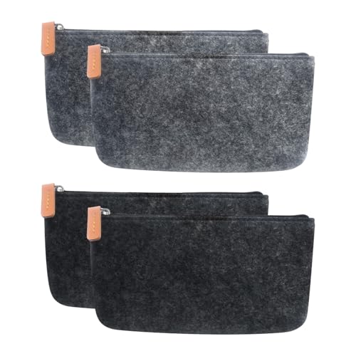 TVSVKWE 4 Stück Filz-Schreibwaren-Tasche, einfache Stifttasche, Studenten-Schreibwaren, multifunktionale Aufbewahrungstasche, tragbare Make-up-Tasche., dunkelgrau, Einheitsgröße, Modern von TVSVKWE