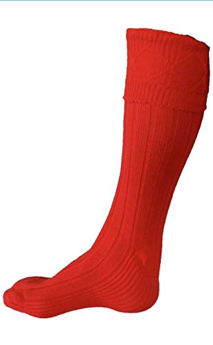 TW SPORTS & KILTS SCOTTISH WOOL BLEND KILT HOSE SOCKS FOR MEN SIZE M L XL 2XL (M Size (7-9), Red) von TW SPORTS & KILTS