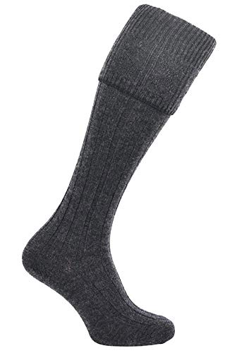 TW SPORTS & KILTS SCOTTISH WOOL BLEND KILT HOSE SOCKS FOR MEN SIZE M L XL 2XL (XL size (12-14), Charcoal) von TW SPORTS & KILTS