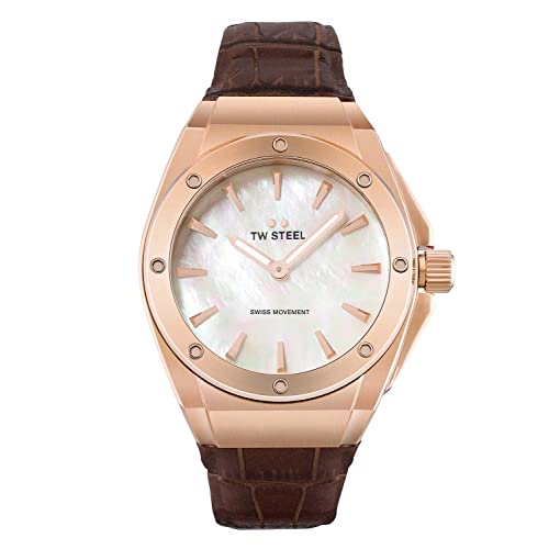 TW Steel Damen Analog Schweizer Quarzwerk Uhr mit Leder Armband CE4034 von TW Steel