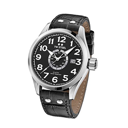 TW Steel Unisex Erwachsene Analog Quarz Uhr mit Leder Armband VS51 von TW Steel