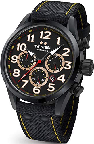 TW Steel WTCR Coronel Limited Edition Herrenuhr 48 mm mit schwarzem Zifferblatt, Chronographenanzeige und schwarzem Textilarmband TW978 von TW Steel
