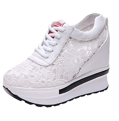 Damen Freizeitschuhe Keilabsatz Leicht Walking Schuhe Plateau Spitze Mesh Turnschuhe Mesh Fitness Sneaker Laufschuhe Sommer Atmungsaktiv Espadrilles Größe TWBB von TWBB💃💃Damen Damenschuhe