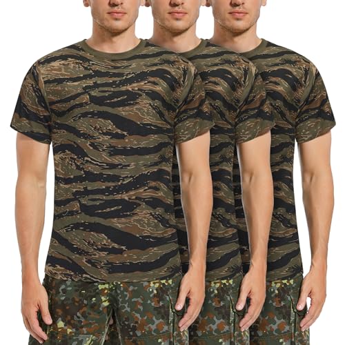 TWCHAS 3er Pack Herren Military Camo T-Shirt, 100% Baumwolle, kurzärmeliges Vintage-Camouflage-Shirt für Fitnessstudio & Outdoor, Tiger Stripe Cqmo, 3X-Groß TWCHAS 3er Pack Herren Military Camo T-Shirt, 100% Baumwolle, kurzärmeliges Vintage-Camouflage-Shirt für Fitnessstudio & Outdoor, Tiger Stripe Cqmo, 3X-Groß von TWCHAS