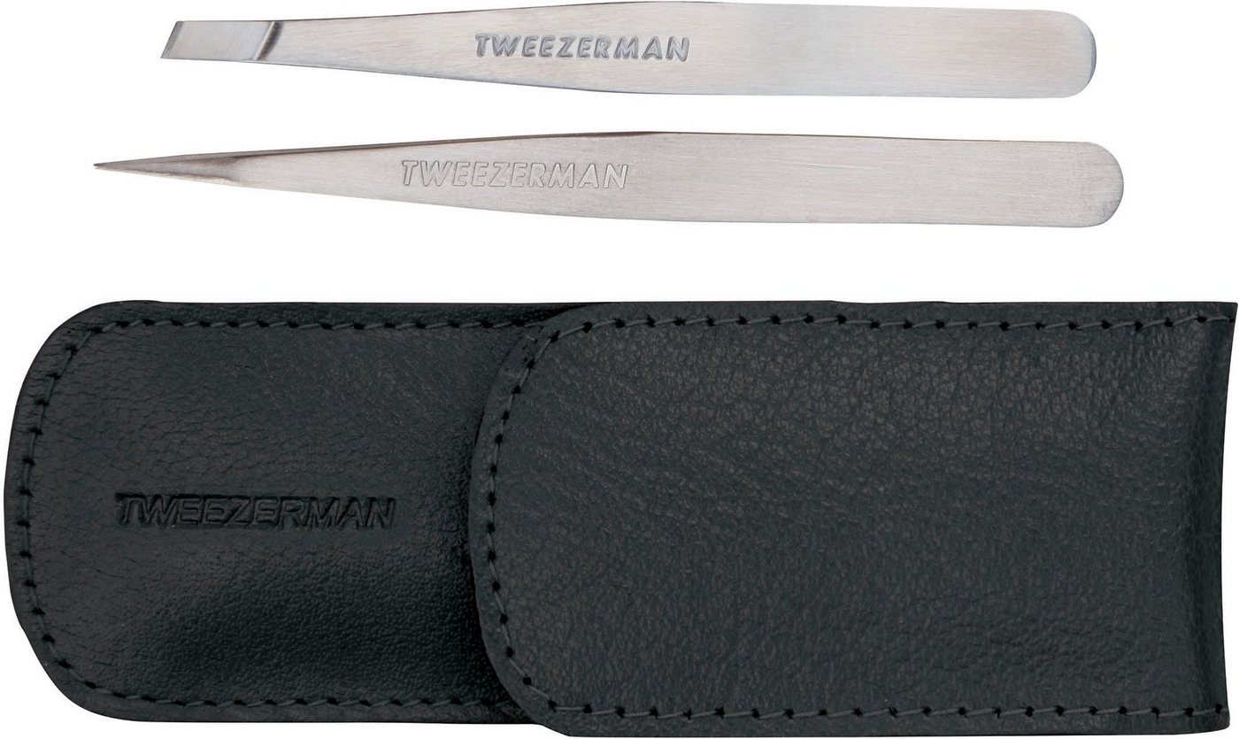 TWEEZERMAN Augenbrauenpinzette PETITE TWEEZE SET WITH BLACK CASE, Set, 2-tlg., inkl. schwarzem Case von TWEEZERMAN