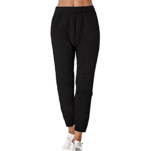 Damen-Plüschhose mit hoher Taille, elastischem Fleece, verdickte, einfarbige Legging-Hose Ärmelhalter Herren von TWIFER