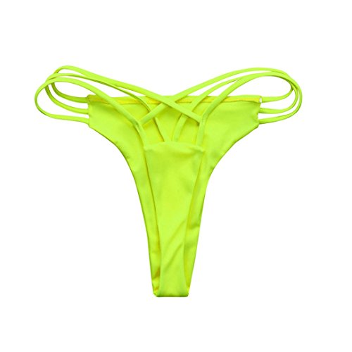 TWIFER Damen Bikini Bottom Slip Thong Badeanzug Bade Bademode Tanga Brazilian (M, E-Fluoreszierendes Gelb) von TWIFER